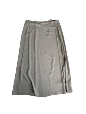 Eileen Fisher Petite Silk Faux Wrap Skirt Neutral Midi Skirt PS